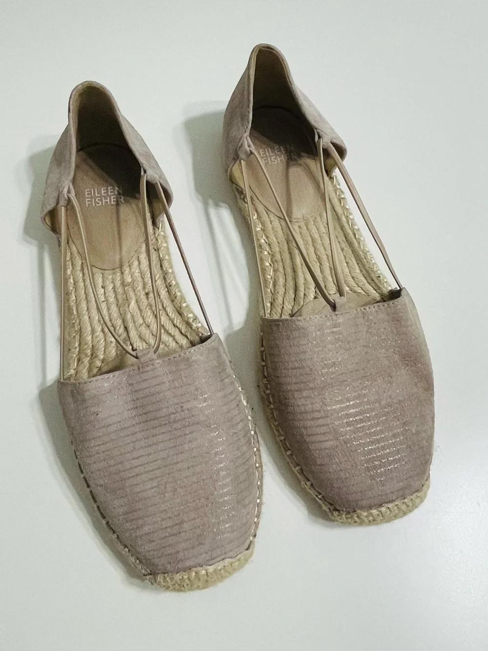 Eileen Fisher Lee Espadrille Shoes Sandals Flat Natural Beige Suede Size 10